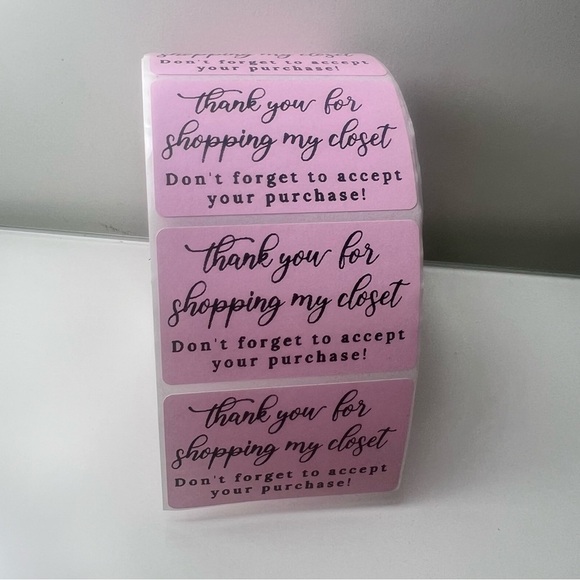 Thank You for shopping my closet 2" Stickers labels (100 roll ) NWT - Picture 5 of 7